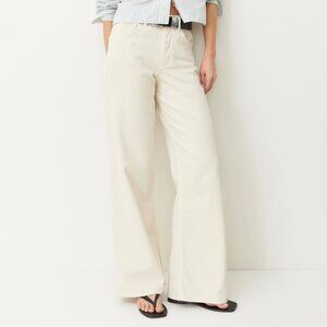 Marine Layer High Rise "Charlie" Wide Leg Pant in Ecru 10